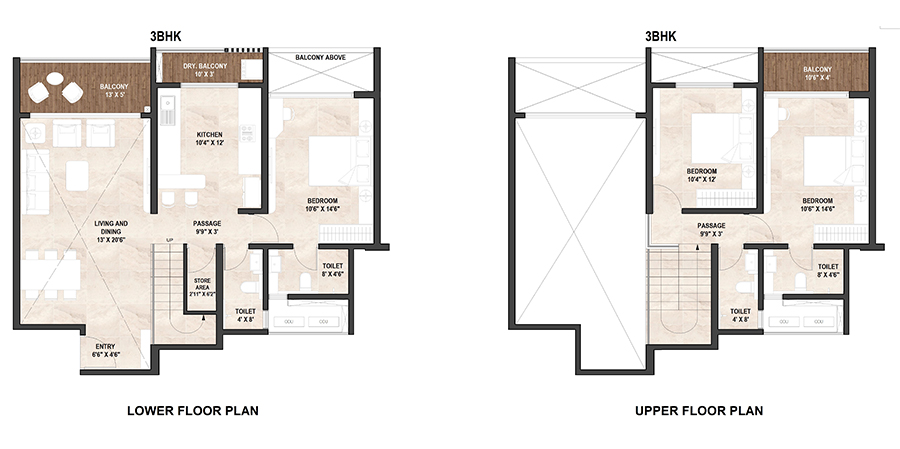 3 BHK Duplex Floor Plan