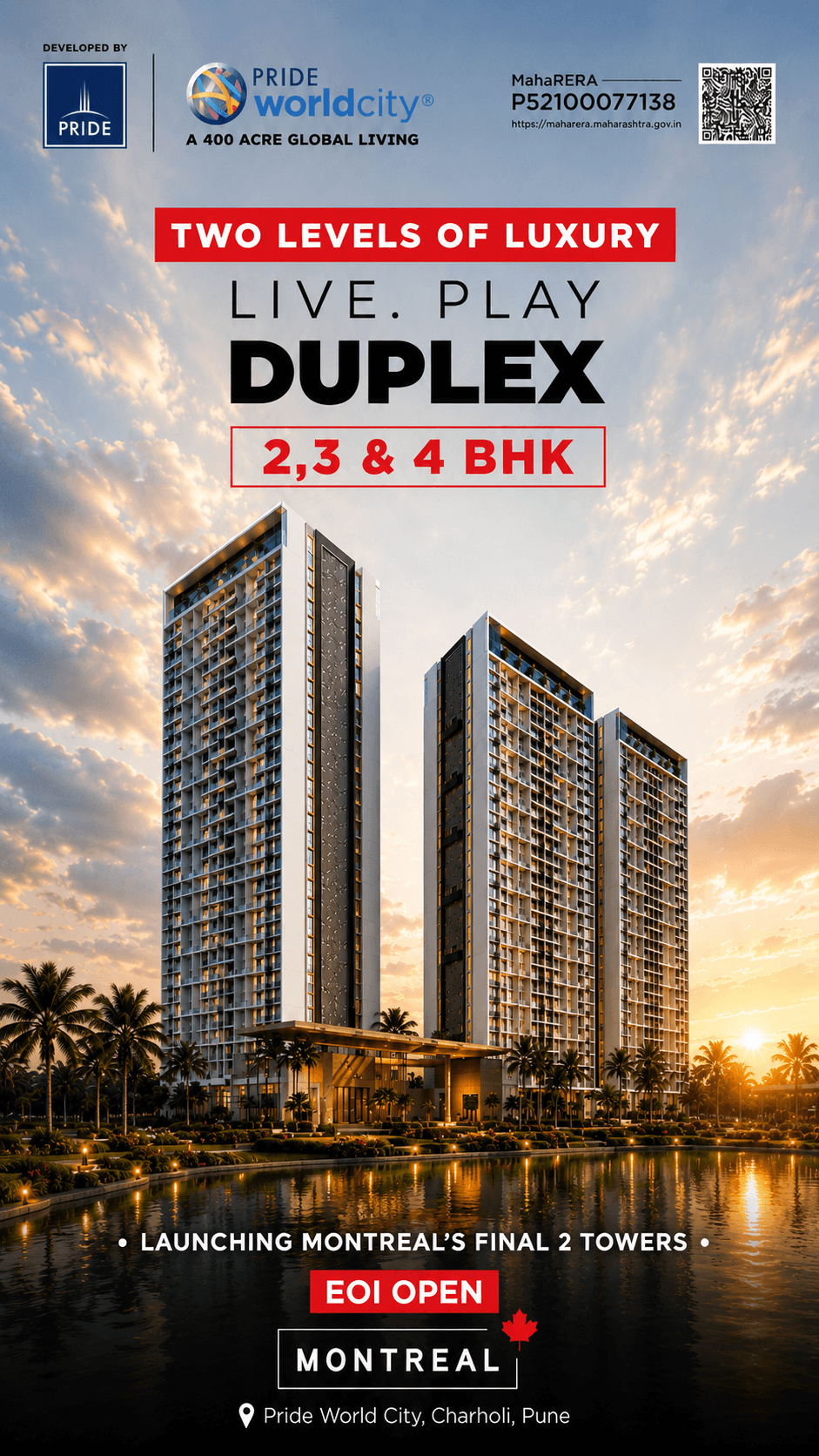 Montreal at Pride World City — Duplex Homes Charholi Pune